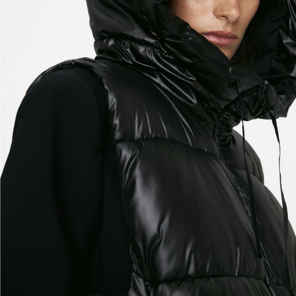 H&M Black Puffer Vest with Hood